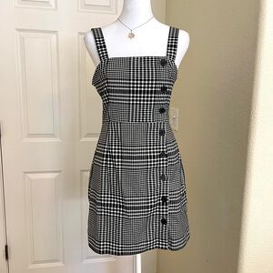 Divided Goth academia button down black/white checkered mini dress - size XS